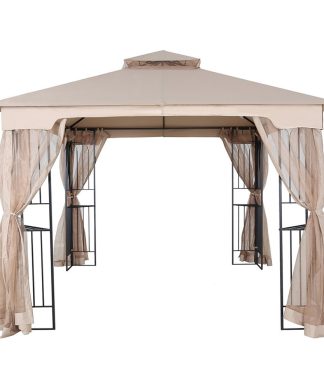 10 ft. x 10 ft. Soft Top Outdoor Patio Gazebo with Netting and Shelves