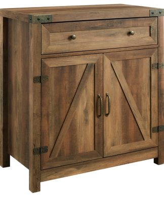 30" Farmhouse Barn Door Accent Cabinet, Reclaimed Barnwood