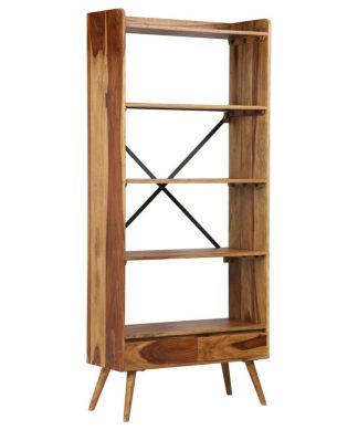 vidaXL Solid Sheesham Wood Bookshelf Wooden Bookcase Standing Shelf Cabinet