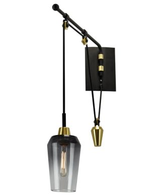 Vulcan Swing Arm Sconce, Matte Black Satin Brass