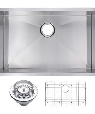 30" X 19" Zero Radius Single Bowl Stainless Steel Undermount Kitchen Sink