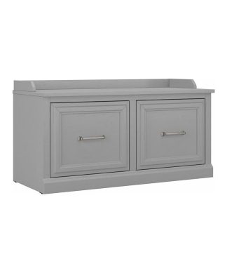 Woodland 40W Shoe Storage Bench with Doors in Cape Cod Gray - Engineered Wood