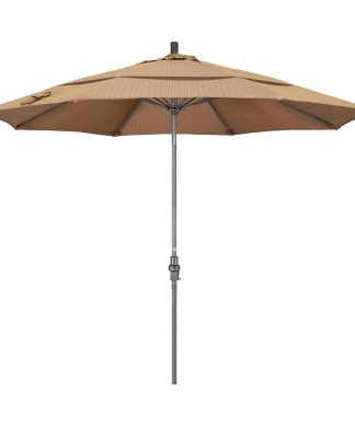 11' Grey Collar Tilt Lift Fiberglass Rib Aluminum Umbrella, Olefin, Terrace Sequ