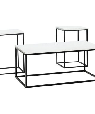 3-Piece Accent Table Set, White Faux Marble