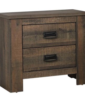 2 Drawers Nightstand, Weathered Oak