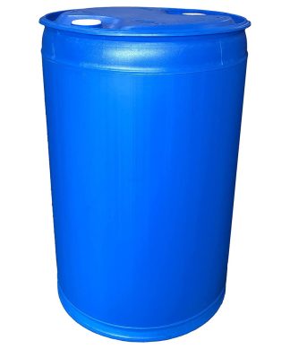 Water Storage Barrel, Blue Finished Polyethylene Construction, 55 Gallons
