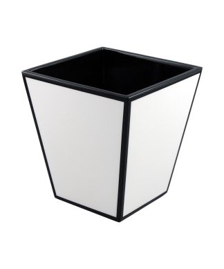 White and Black Lacquer Waste Basket