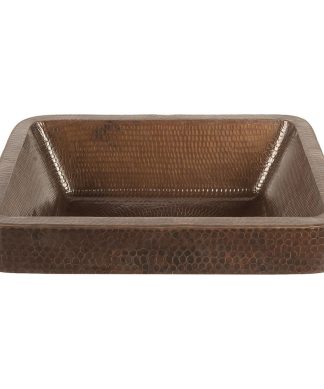 17" Rectangle Skirted Vessel Hammered Copper Sink