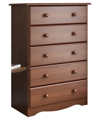 100% Solid Wood 5-Drawer Chest, Mocha