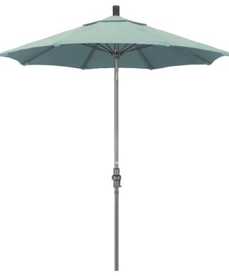 7.5' Grey Collar Tilt Crank Aluminum Umbrella, Spa Sunbrella