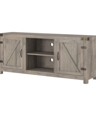 Walker Edison 58" Farmhouse Barndoor TV Stand in Gray Wash