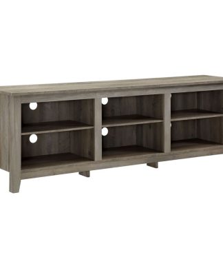 70" Wood Media TV Stand Storage Console, Gray Wash