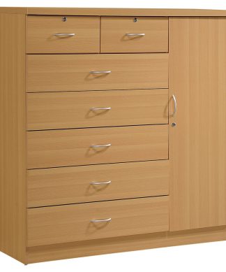 7 Drawer Jumbo Chest, With Additional Door, Beech