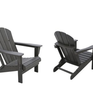 Westin Trends-Outdoor Folding Poly Adirondack Chair (Set of 2), Gray