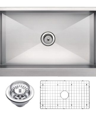 33" X 21" Zero Radius Single Bowl Stainless Steel Apron Front Kitchen Sink