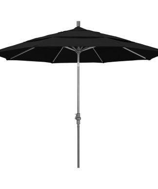 11' Grey Collar Tilt Crank Aluminum Umbrella, Black Pacifica