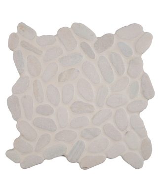 White Tumbled Interlocking Pebble, 12"x12" Sheets, Set of 10
