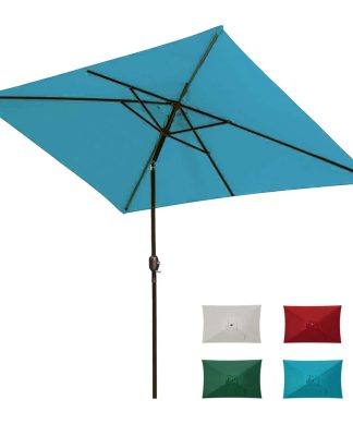 10' X 6.5' Outdoor Patio Umbrella With Push-Button Tilt Crank, Turquoise