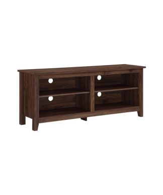 58" Dark Walnut Wood TV Stand Console
