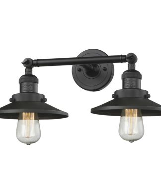 2-Light Railroad 18" Bath Fixture, Matte Black
