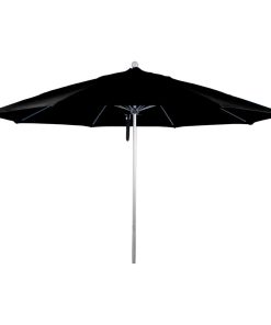 11' Fiberglass Market Umbrella PO DVent Silver Anodized, Pacifica, Black