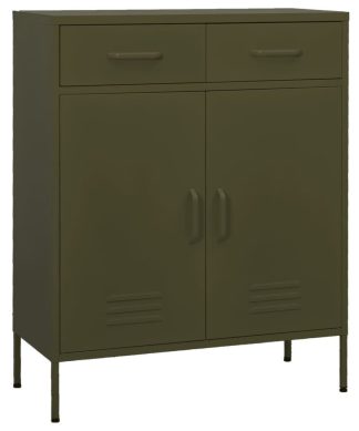 vidaXL Storage Cabinet Olive Green 31.5" Steel Cupboard Book Cabinet Furniture