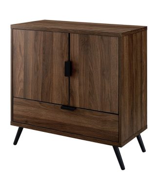 Walker Edison 30" 2 Door and 1 Drawer Accent Cabinet in Dark Walnut
