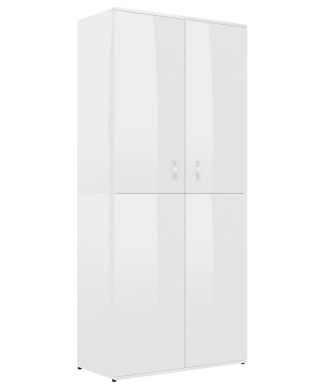 vidaXL Shoe Cabinet High Gloss White Engineered Wood Shoe Storage Organizer
