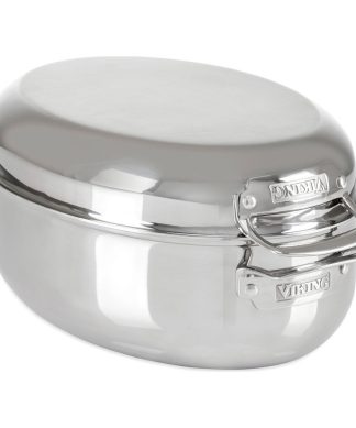 Viking 3-Ply Oval Roaster, 8.5 Qt w/ Metal Induction Lid & Rack, Mirror Finish