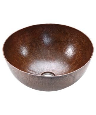 15" Medium Round Vessel Hammered Copper Bathroom Sink