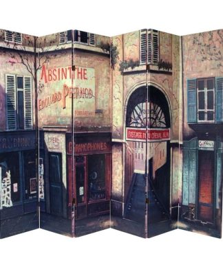 6' Tall Double Sided French Cafe Canvas Room Divider 6 Panel