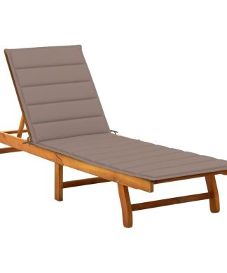 vidaXL Solid Acacia Wood Patio Sun Lounger with Cushion Garden Outdoor Seating