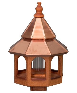 27" Copper Top Bird Feeder, Large Natural Cedar Gazebo