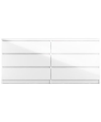6 Drawer Double Dresser White High Gloss