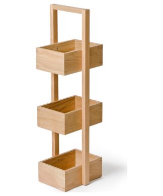 3 Tray Natural Oak Storage Caddy | Wireworks Mezza