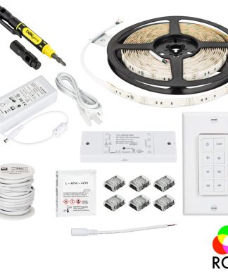 16 ft 260 Lumens/Ft Multi-Color RGB LED Tape Light Kit, 1 Zone, 1 Area