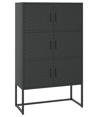 vidaXL Highboard Black Steel Living Room Storage Side High Cabinet Furniture