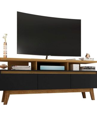 Yonkers 62.99 Tv Stand, Black and Cinnamon