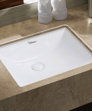 21 inch Rectangular Undermount basin with overflow and rear center drain