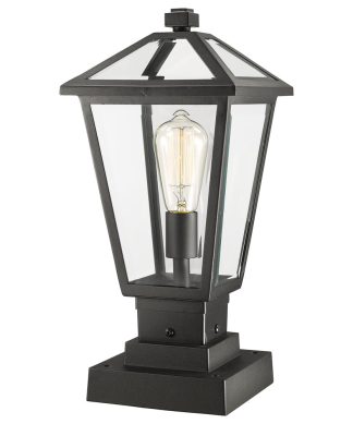 Z-Lite 1 Light Outdoor Pier Mounted Fixture, Black, 579PHMS-SQPM-BK