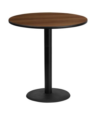 42'' Round Walnut Laminate Table Top With Bar Height Table Base