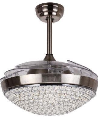 46-inch Dimmable Crystal Chandelier Ceiling Fan with Remote