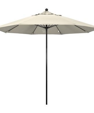 9' Black Push Lift Fiberglass Umbrella, Beige Olefin