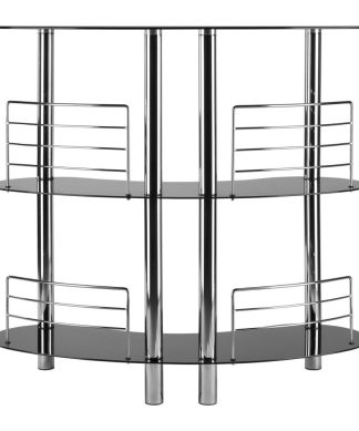 Winsome Wood Transitional Black And Metal And Glass Bar Stool Table 93347