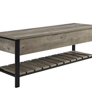 48" Open-Top Storage Bench With Shoe Shelf, Gray Wash