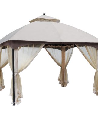 10 ft. x 12 ft. Beige Soft Top Steel/Metal Outdoor Patio Gazebo
