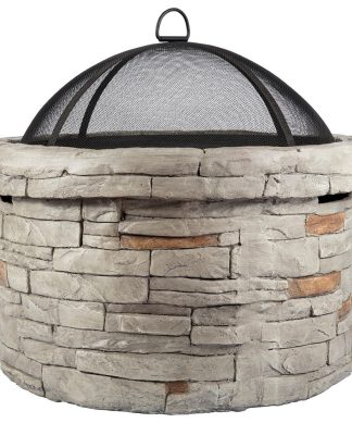20'' H x 27'' W Polyresin Wood Burning Outdoor Fire Pit