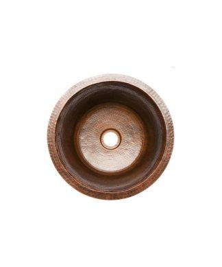 16" Round Copper Bar Sink W/ 2 Drain Size