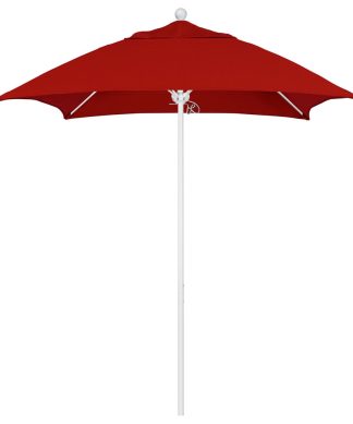 6' Square Matted White Push Lift Fiberglass Rib Aluminum Umbrella, Sunbrella, Jo