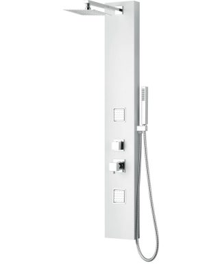 White Aluminum Shower Panel with 2 Body Sprays and Rain Shower Head